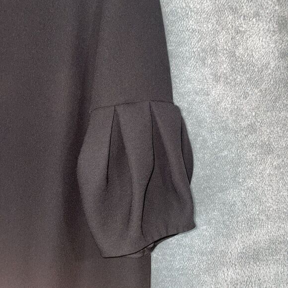 Ann Taylor Dress Womens 16 Black Shift Short Sleeve Knee Length Zip‎ Up Lined - Picture 2 of 11